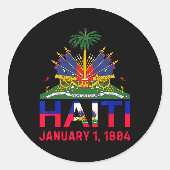 Sticker Rond Haïti Island Cute Haïti Date D'Indépendance (Devant)