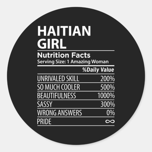 Sticker Rond Haïti Nutrition Facts Haïti (Devant)