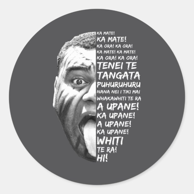 Sticker Rond Haka New Zealand Maori New Zealand Fans Rugby _1  (Devant)