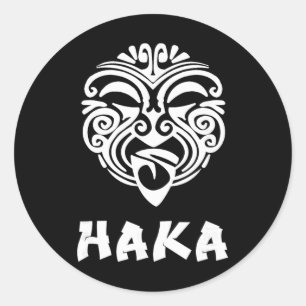 Sticker Rond Haka Supporters de Rugby de Nouvelle-Zélande Danse