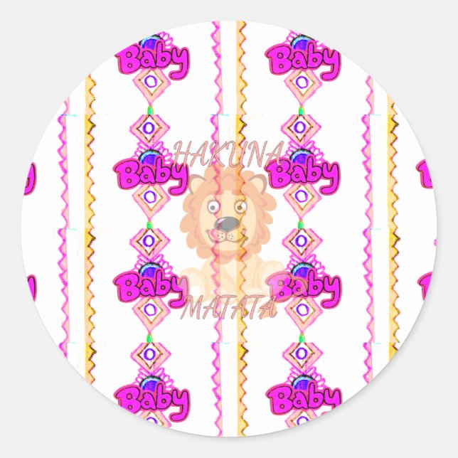 Sticker Rond Hakuna Matata : Beau bébé Lion Design Motif (Devant)