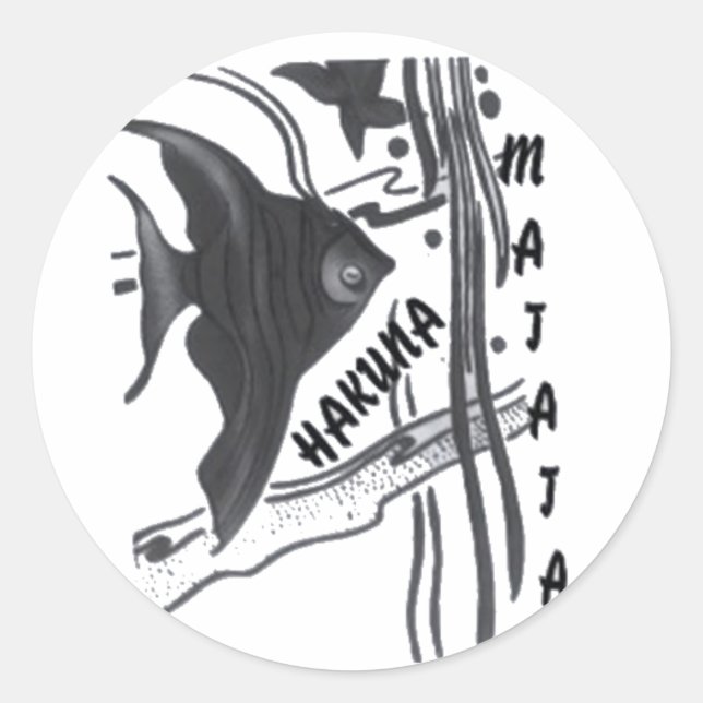Sticker Rond Hakuna Matata Fish Art Imprimer (Devant)