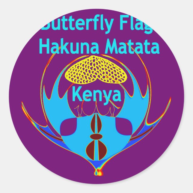 Sticker Rond "Hakuna Matata Kenya" Papillon Art Imprimer/Graphi (Devant)