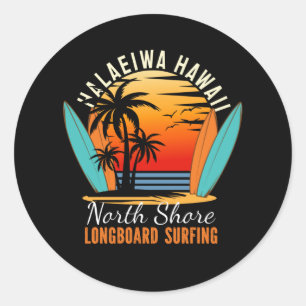 Sticker Rond Haleiwa Hawaii North Shore Longboard Surf