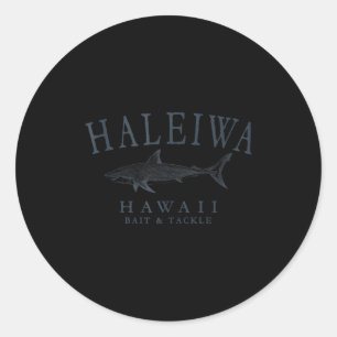 Sticker Rond Haleiwa hawaii requin rétro ardoise art pêche rése