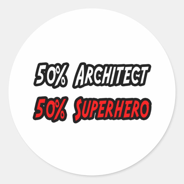 Sticker Rond Half Architect Half Superhero (Devant)