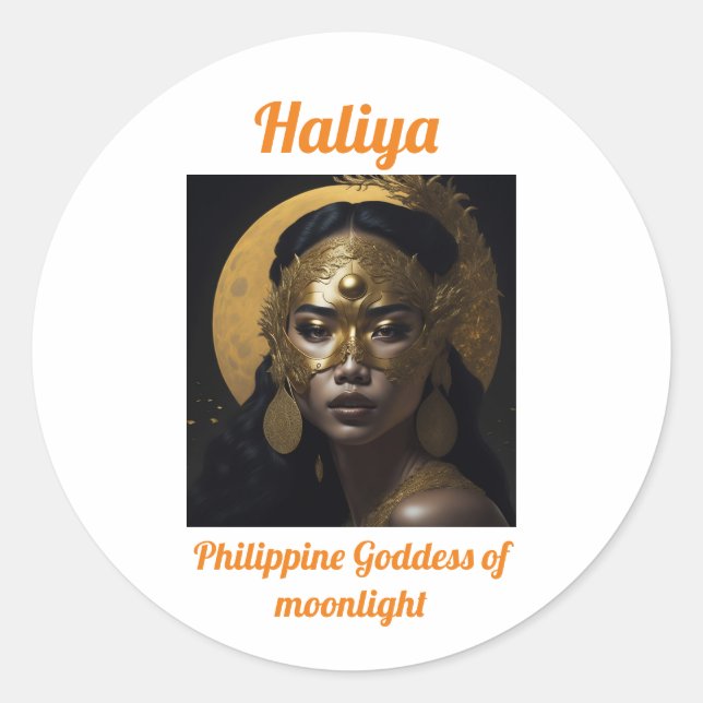 Sticker Rond Haliya - Déesse philippine au clair de lune (Devant)