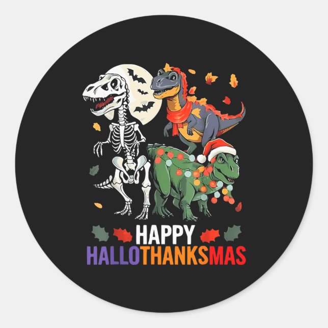 Sticker Rond Hallothanksmas Halloween Thanksgiving Christmas Di (Devant)