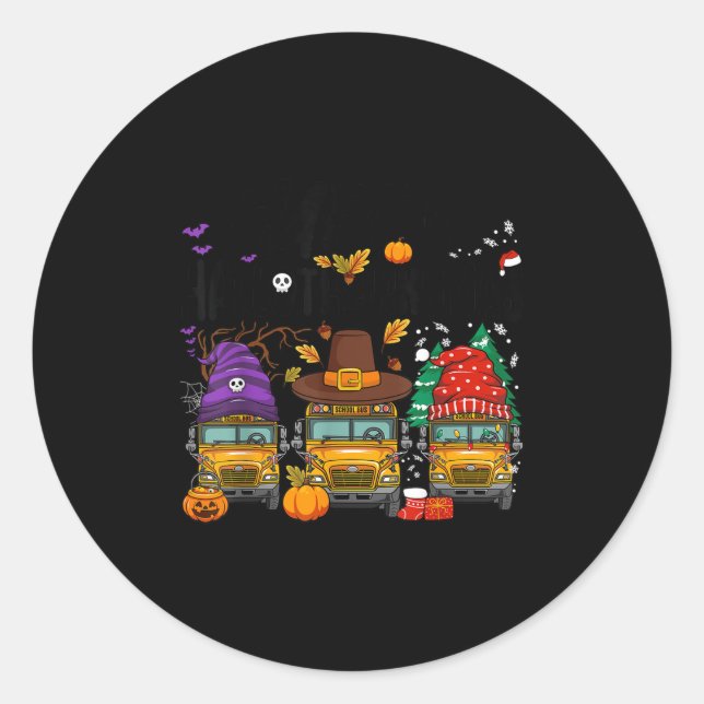 Sticker Rond Hallothanksmas Halloween Thanksgiving Christmas Sc (Devant)