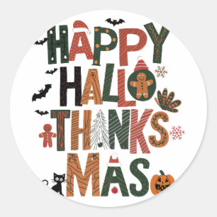 Sticker Rond HalloThanksMas Perfect Holiday Fun Fun