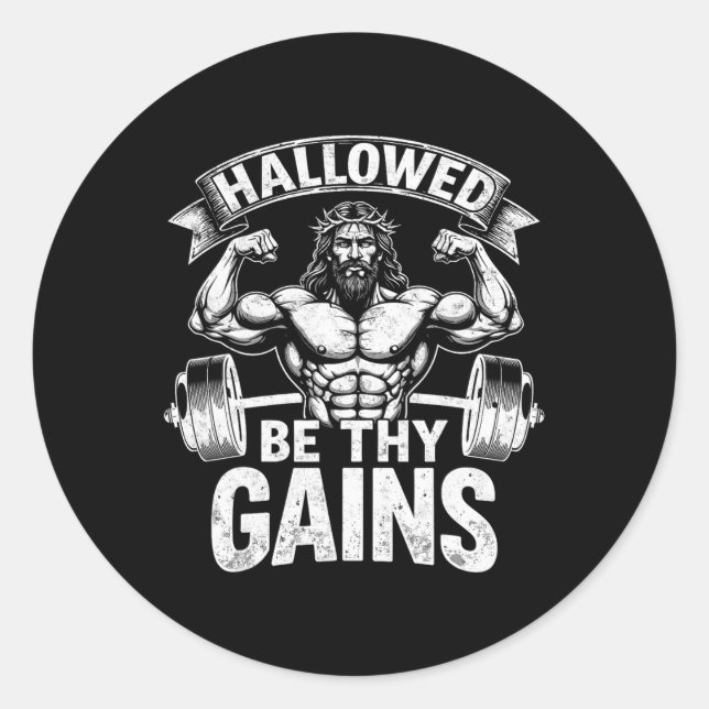 Sticker Rond Hallow Be Thains Christian Workout Gym Jesus (Devant)