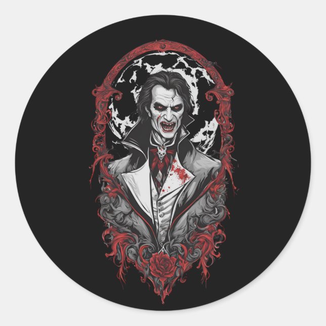 Sticker Rond Halloween 12 vampire, b, monstre effrayant, horreu (Devant)