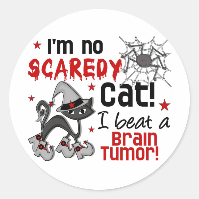 Sticker Rond Halloween 2 Survivant de la tumeur du cerveau (Devant)
