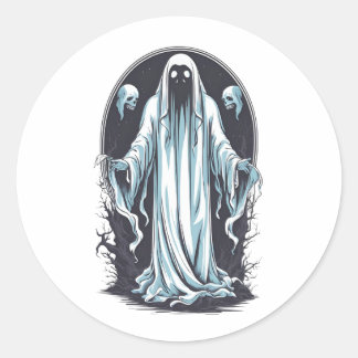 Sticker Rond Halloween 4 esprit, adorable fantôme, spoks, effra