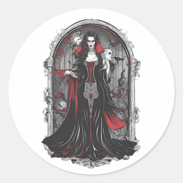 Sticker Rond Halloween 4 vampire, fun, monstre, horreur, t (Devant)