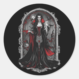 Sticker Rond Halloween 4 vampire, monstre effrayant, amusant, b
