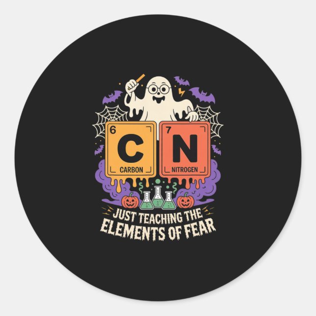 Sticker Rond Halloween 67 Mème Science Chimie Professeur Périod (Devant)
