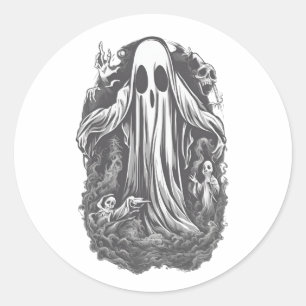 Sticker Rond Halloween 8 esprit, affreux, éffrayant, effrayant,