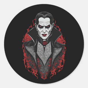 Sticker Rond Halloween 9 vampire, horreur, vampire terrifiant,