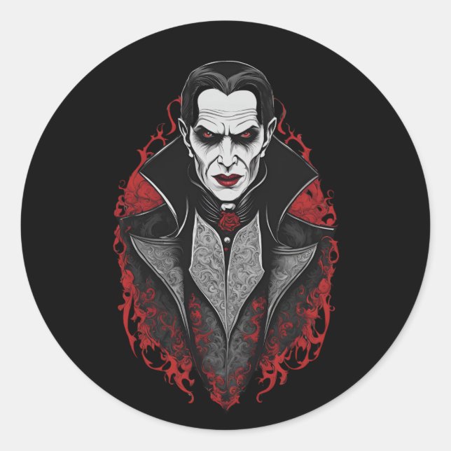 Sticker Rond Halloween 9 vampire, horreur, vampire terrifiant,  (Devant)
