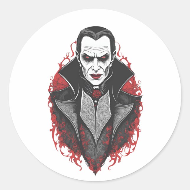 Sticker Rond Halloween 9 vampire, monstre effrayant, horreur, (Devant)