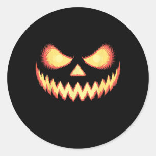 Sticker Rond Halloween à la tête de Citrouille sculpté de Jack-