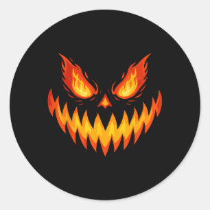 Sticker Rond Halloween à la tête de Citrouille sculpté de Jack-