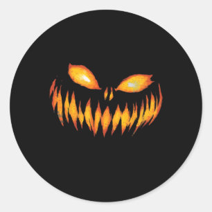 Sticker Rond Halloween à la tête de Citrouille sculpté de Jack-