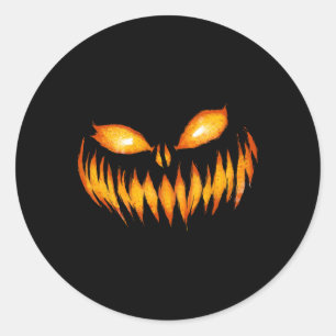 Sticker Rond Halloween à la tête de Citrouille sculpté de Jack-
