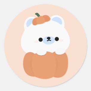Sticker Rond Halloween à l'ours polaire mignon