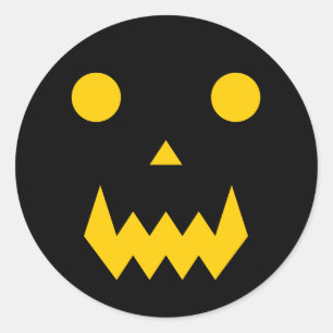 Sticker Rond Halloween à visage Citrouille brillant