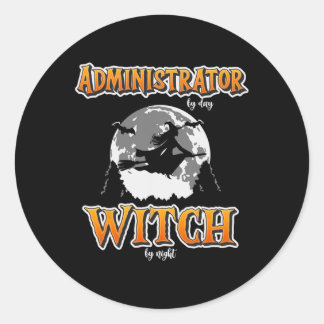 Sticker Rond Halloween Administrateur Sorcière Funny Administra