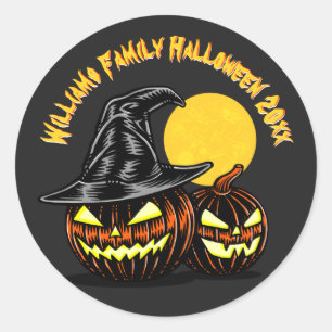 Sticker Rond Halloween Ajouter Nom de famille Année Personnalis