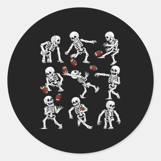 Sticker Rond Halloween American Football Skeletons Funny Men Bo (Devant)