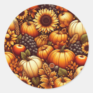 Sticker Rond Halloween/Automne/Automne/citrouille