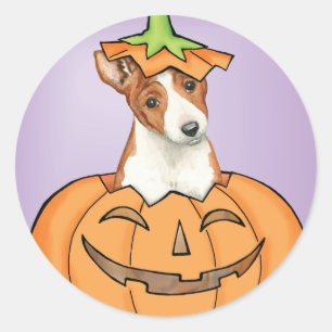 Sticker Rond Halloween Basenji