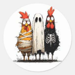 Sticker Rond Halloween Bash Déplaisant de Cluckin