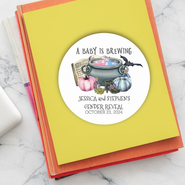 Sticker Rond Halloween Bébé brasser sorcière Révélation de genr (Créateur téléchargé)