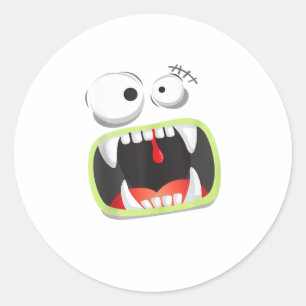 Sticker Rond Halloween Big Monster Face Drôle