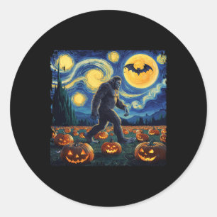 Sticker Rond Halloween Bigfoot Starry Night Van Gogh