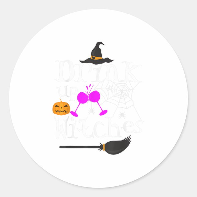 Sticker Rond Halloween Boire des sorcières (Devant)