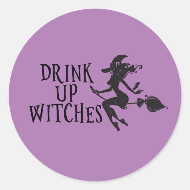 Sticker Rond Halloween Boire des sorcières la nuit de la fille  (Devant)