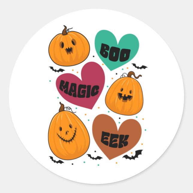 Sticker Rond Halloween Boo Magic Eek Birthday (Devant)