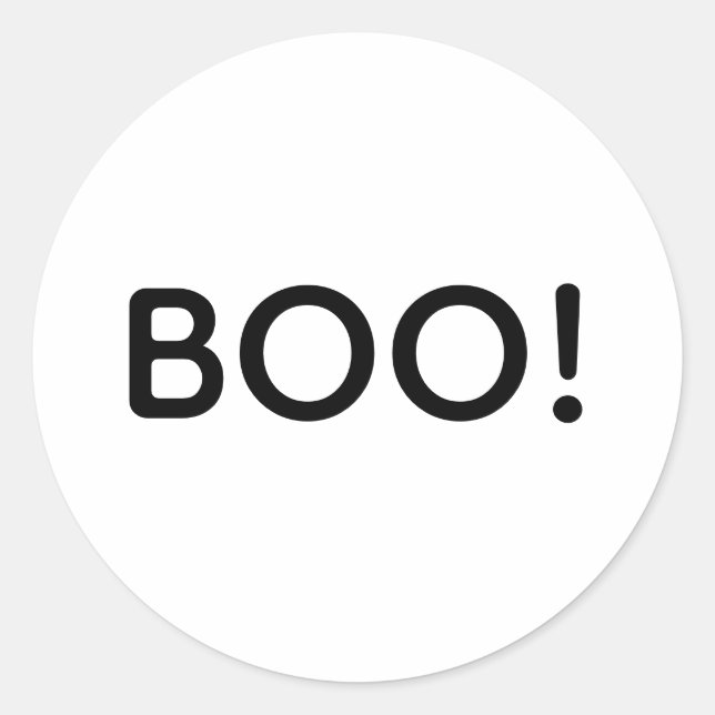 Sticker Rond Halloween BOO ! Sac cadeau de typographie simple (Devant)