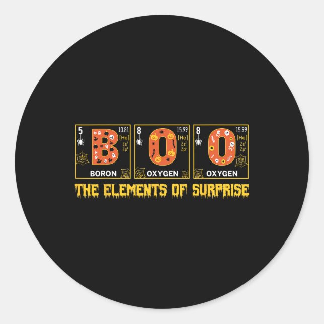 Sticker Rond Halloween Boo School Chimie Physique Nerd Pumpki (Devant)