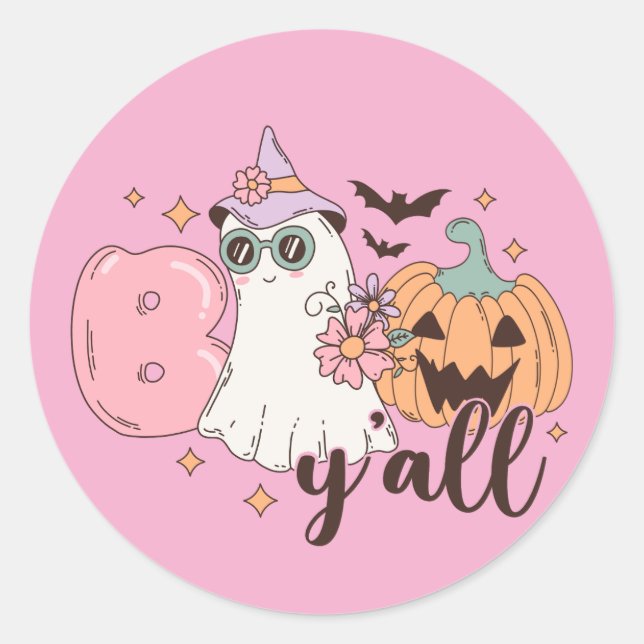 Sticker Rond Halloween Boo Y'All (Devant)