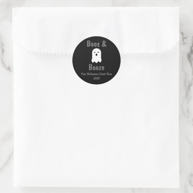 Sticker Rond Halloween Boos et Booze (Sac)