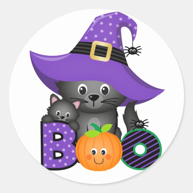 Sticker Rond Halloween Bouh (Devant)
