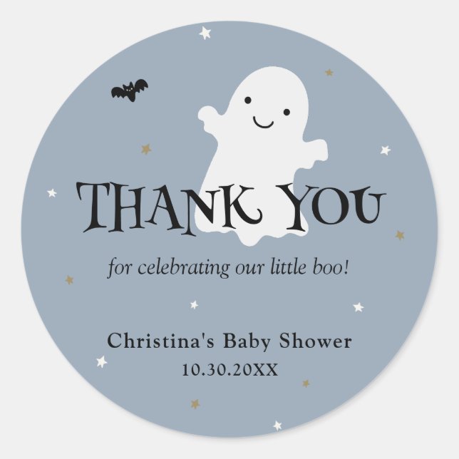 Sticker Rond Halloween Boy Baby shower Merci Favoriser (Devant)