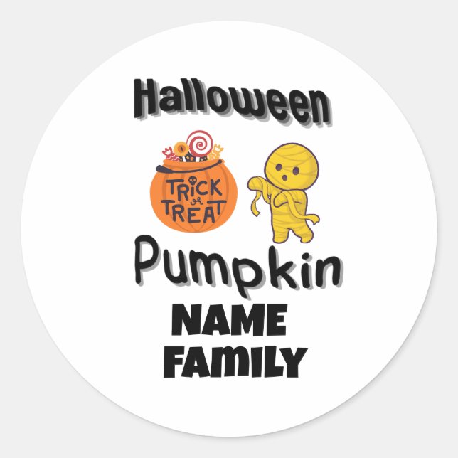 Sticker Rond Halloween cadeaux de famille nom personnalisé (Devant)